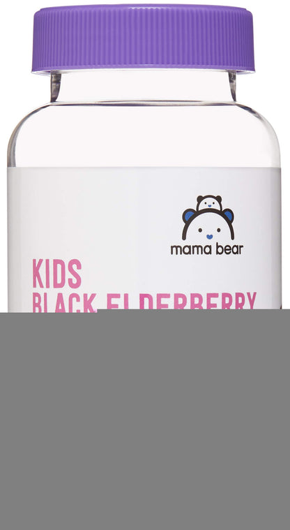 Amazon Brand - Mama Bear, Vegetarian Kids Black Elderberry Gummies 300 mg with Vitamins C, D, E and Zinc - Immune System Support