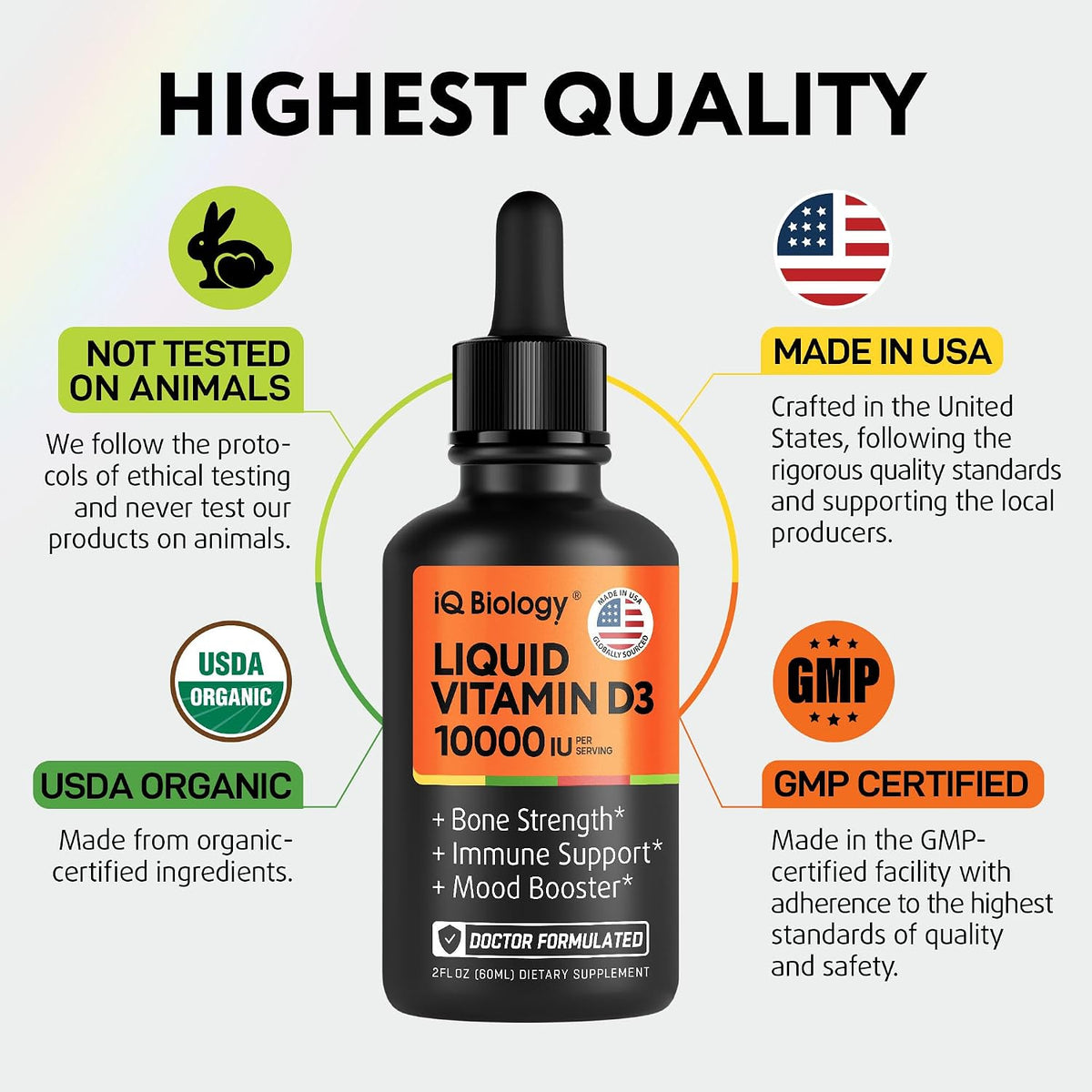 IQ BIOLOGY Ultimate Hair, Skin, & Immunity Support Bundle - Biotin for Hair Growth, Collagen & Keratin for Thinning Hair, Vitamin D3 for Strong Bones, Teeth, and Enhanced Immune Function