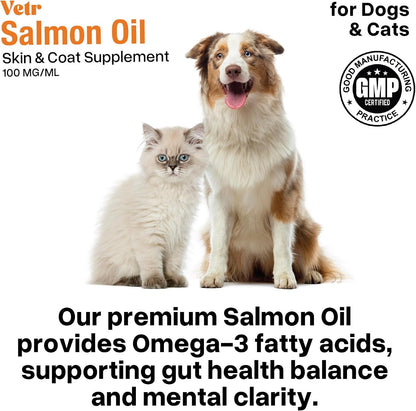 Vetr Norwegian Salmon Oil for Dogs & Cats, 16.9 oz Squeeze Bottle - Pure Wild-Caught Omega-3 Fish Oil Liquid Supplement - Supports Healthy Skin & Shiny Coat