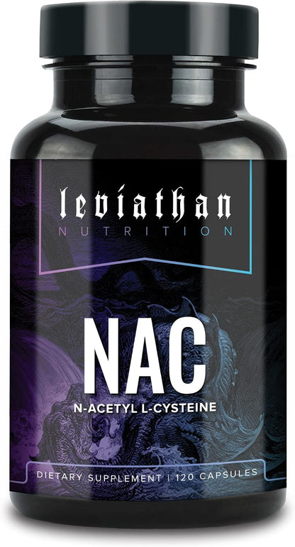 Leviathan Nutrition NAC Supplement N-Acetyl Cysteine for Lung, Liver, Immune Support - Potent Antioxidant Support to Boost Glutathione Levels 600mg, 120 Capsules