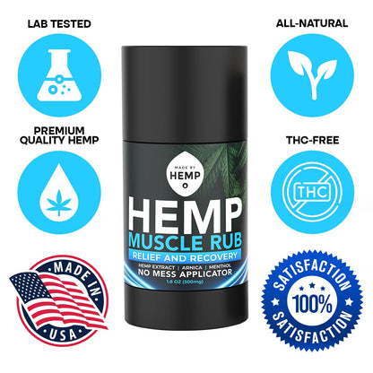 Hemp Roll On Post Workout Muscle Relief Stick for Muscles and Joints Natural Blend with Arnica, Menthol, Ginger Non Greasy Balm Cooling Soothing Support Formula Made by Hemp 1.8oz MADE BY HEMP Co.Buy Supplements Australia