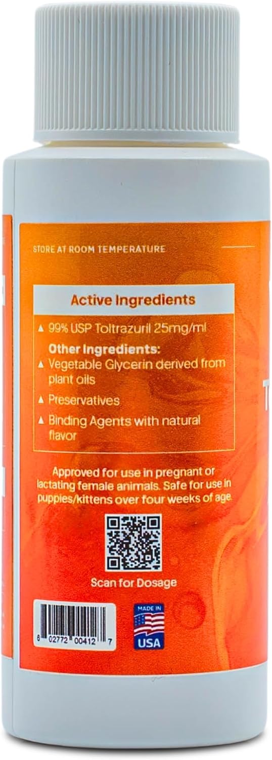 Toltrazuril 2.5% for Horses, Dogs, Cats, 60mL/2 Ounce, for Non-Food Chain Animals, Peanut Butter