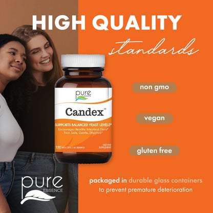 Pure Essence Candex Supplement - Yeast Overgrowth Supplement with Digestive Enzymes, Yeast Infection Probiotic Treatment for Men and Women - 120 Capsules