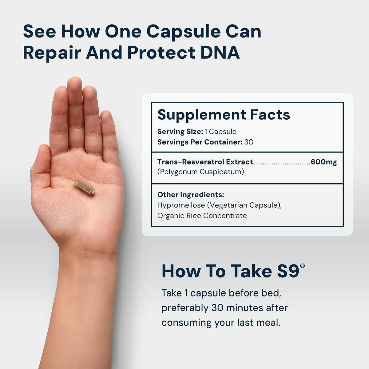 HPN S(9) Trans-Resveratrol for Antioxidant & Sirtuin Support, 30 Caps | Ultra-pure trans-resveratrol antioxidant formula supports sirtuin activity and healthy aging; 30 capsules.
