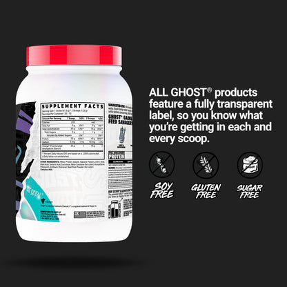 GHOST Clear Gains Mass Gainer Protein Powder - Post-Workout Weight Gainer Mix - 40g of Whey Protein Isolate, 440 Calories & 70g Vitargo Carbs - Lean Muscle Building & Recovery - Strawberry Watermelon