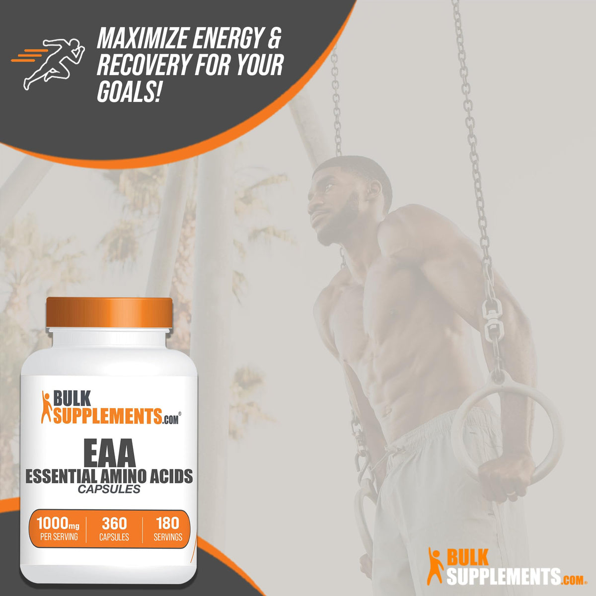 BulkSupplements.com Essential Amino Acids Capsules (EAA) - Amino Acids Supplement - EAAs Amino Acids - EAA Capsules - 1000 mg Serving - 90 Day Supply (180 Gelatin Capsules)