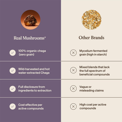 Real Mushrooms Chaga Mushroom Capsules – Organic Chaga Extract Powder with Extract Powder for Wellness & Energy Support– Vegan, Non-GMO, 120 Capsules – Organic Mushroom Supplement