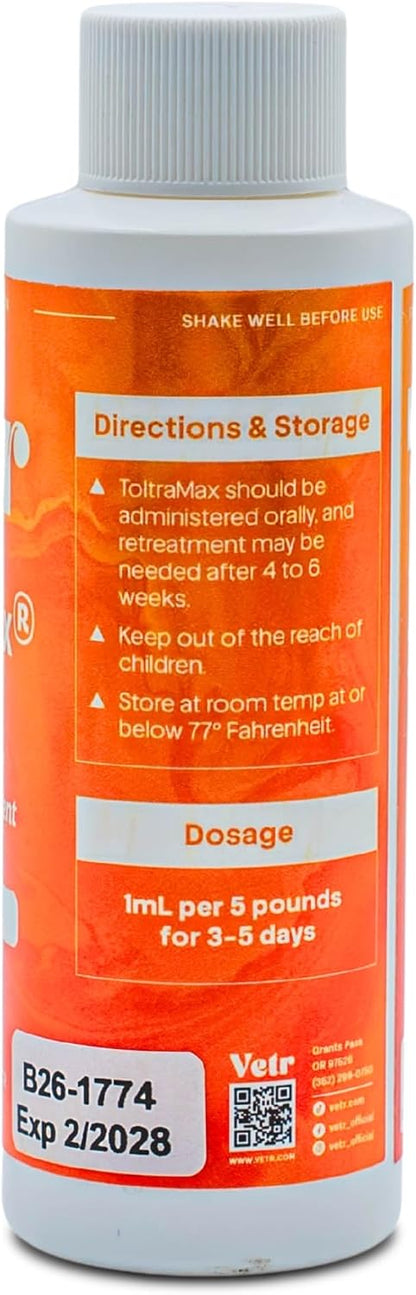 Toltrazuril, Apple Flavored 5.0% for Horses, Dogs, Cats, 120mL/4 Ounce, for Non-Food Chain Animals