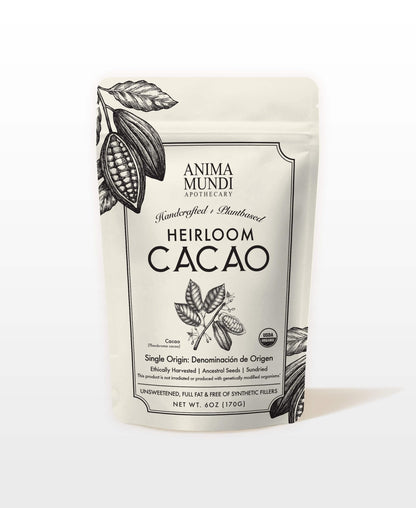 Anima Mundi Heirloom Cacao Powder - Organic Ancestral Seeds - Single Origin Ecuador Cacao Arriba Superfood for Ceremonial Rituals - Antioxidant-Rich