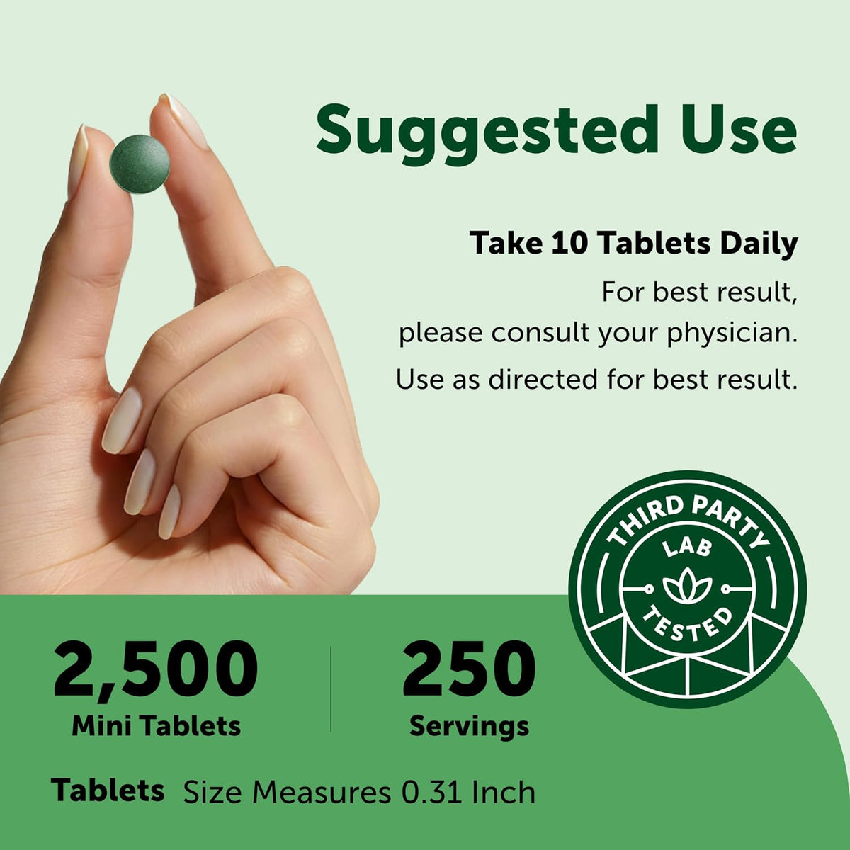 Micro Ingredients Organic Spirulina Chlorella Mini Tablets, 2,500 Tablets (8 Month Supply) | 50/50 Algae Blend | No Fillers, Non-GMO