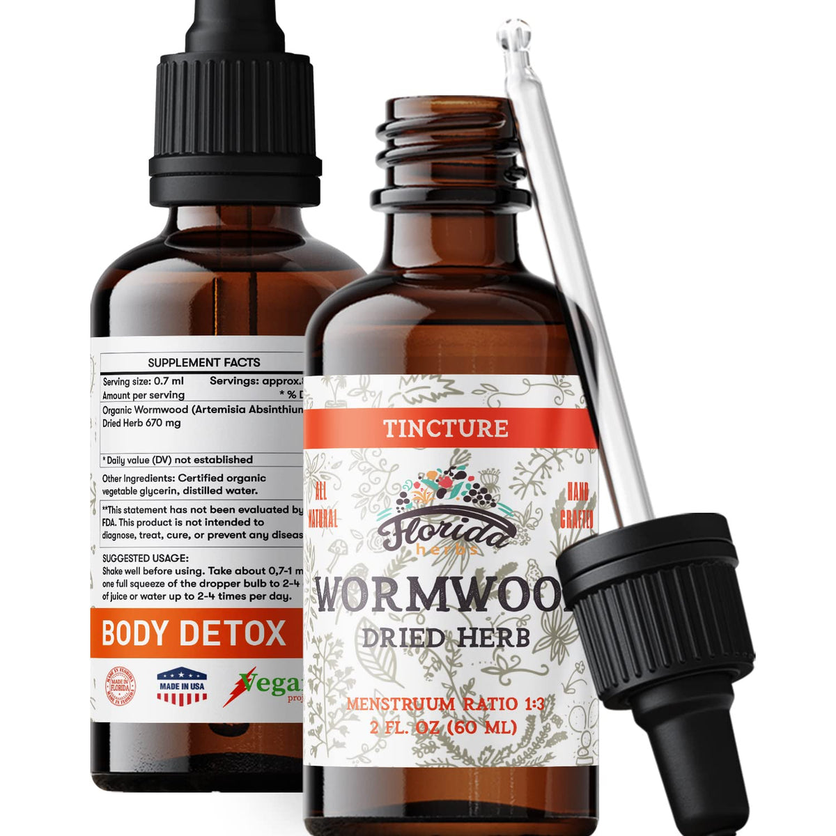 Wormwood Organic Tincture - Natural Intestinal Cleanse and Digestive Cleanse Supplement - Wormwood Herb Extract for Detox - Made in USA - 2 Fl Oz (Wormwood - 2 Fl Oz)