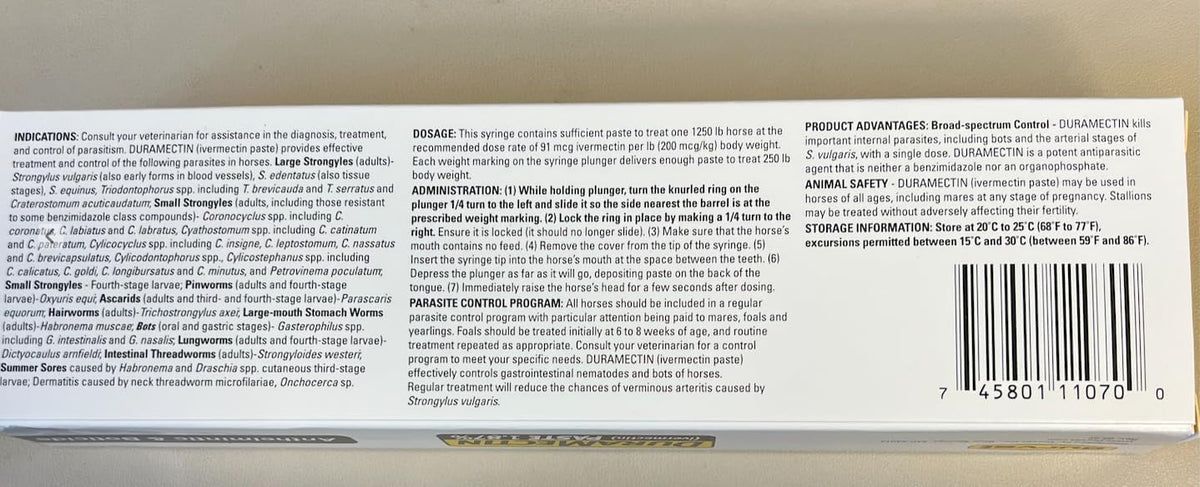 Duramectin Ivermectin Paste 1.87% for Horses, 0.21 oz