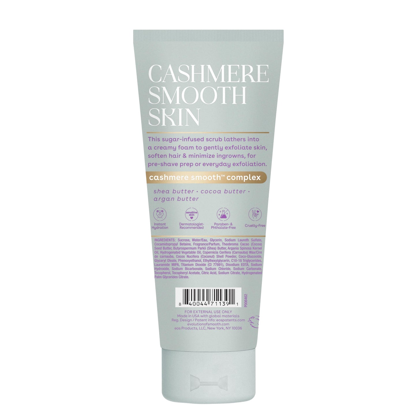 eos Cashmere Skin Collection Pre-Shave Scrub- Vanilla Cashmere, Exfoliating Body Scrub, Vanilla Body Scrub, Hydrating, Shea Sugar, 7 fl oz