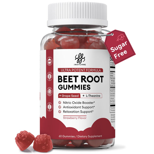 Beet Root Gummies – Blood Pressure & Cardiovascular Support, Beetroot Gummies for Heart Health & Circulation, Nitric Oxide Beets with Grape Seed & L-Theanine