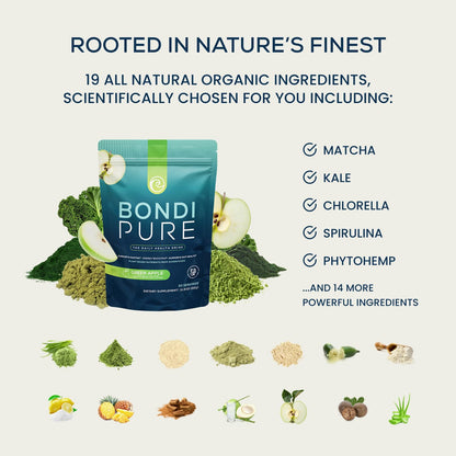 Bondi Pure - Daily Health & Detox Drink - Promote Gut Health & Energy Support During a Cleanse or Intermittent Fasting - Plant-Based Fibers