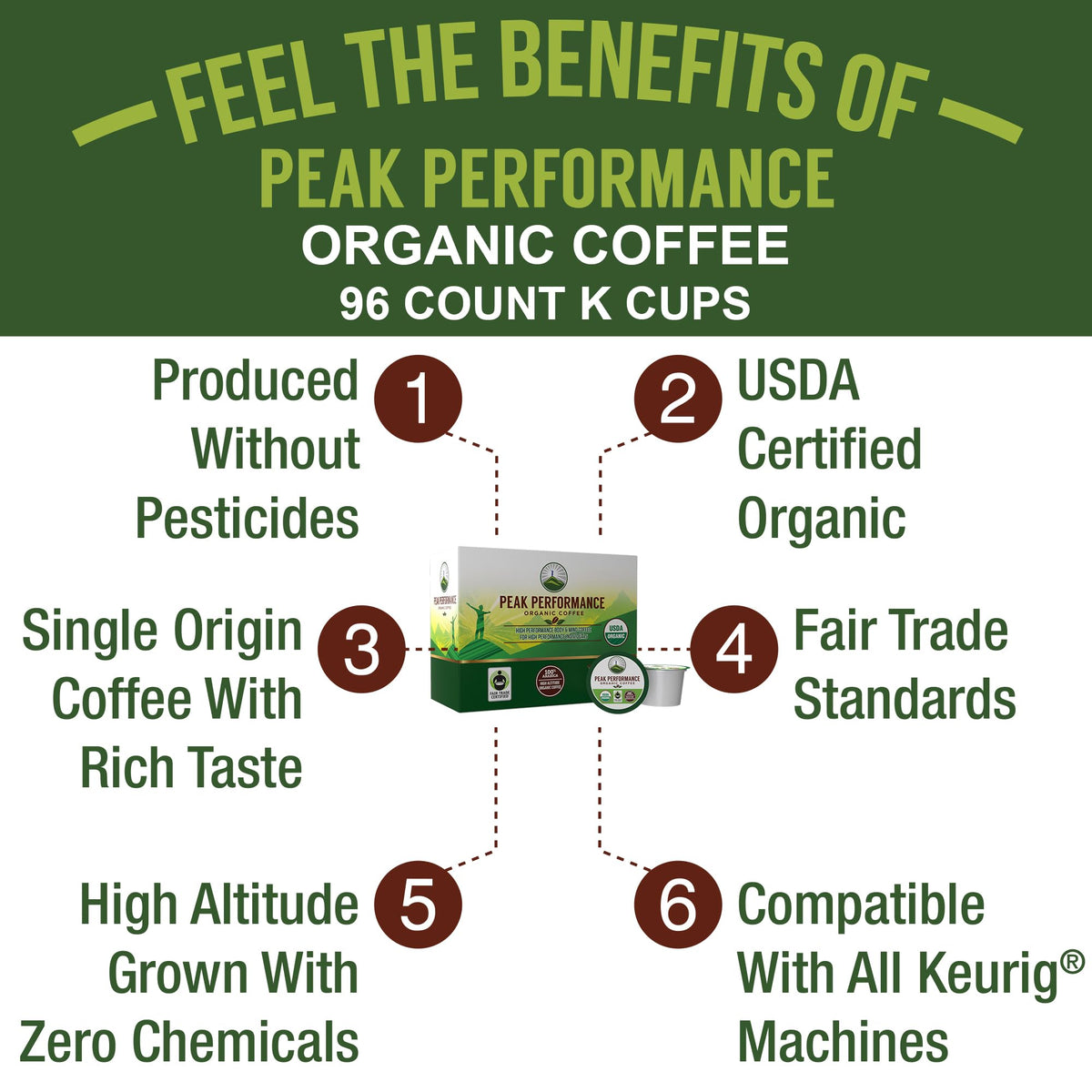 Organic Mushroom Coffee Pods with Lion's Mane, Reishi, Cordyceps, Turkey Tail, and Chaga Mushrooms. High Altitude, Low Acid, Smooth Tasting, Fair Trade, Instant Nootropic Coffee (Medium Roast Ground)
