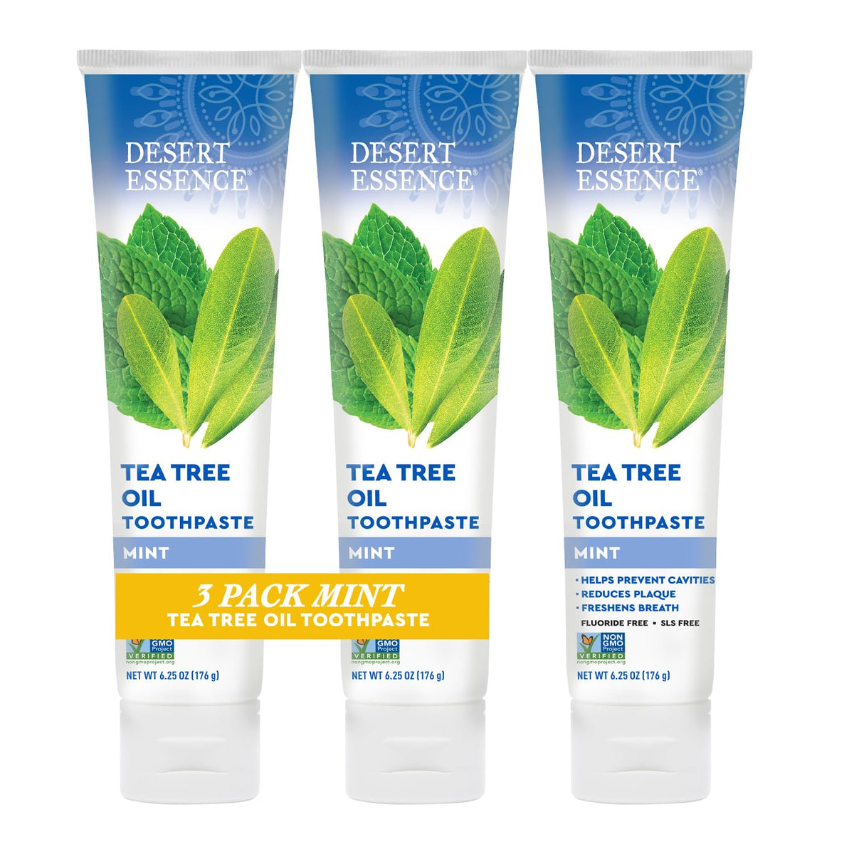 Desert Essence Tea Tree Oil Mint Toothpaste, Fluoride Free, 6.25 oz