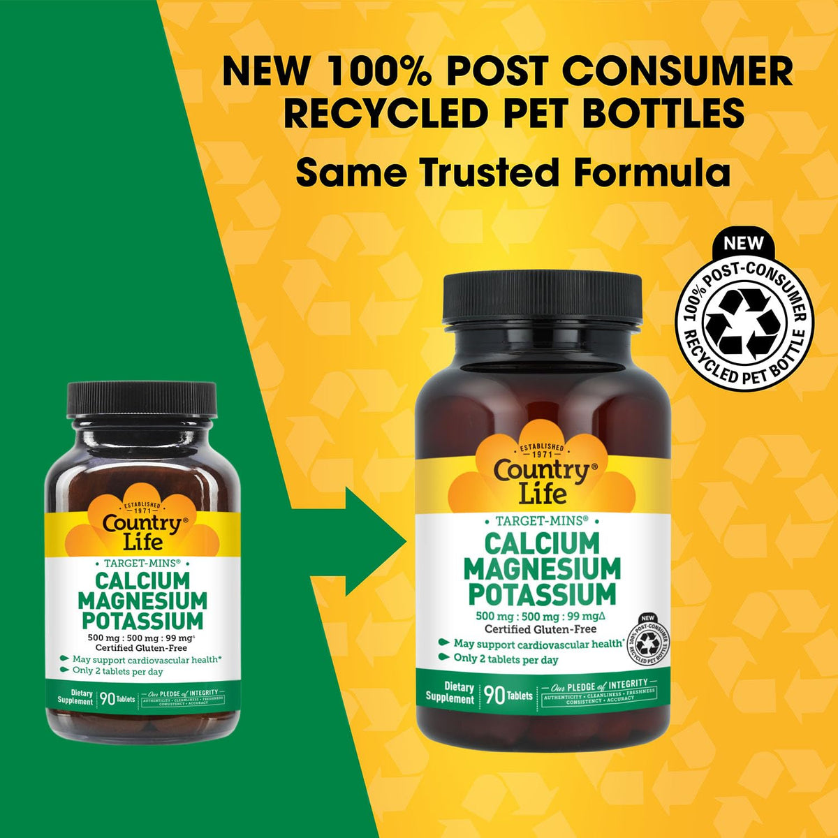 Country Life Target-Mins Calcium Magnesium Potassium, 180 Tablets