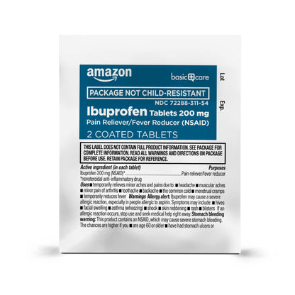 Amazon Basic Care Ibuprofen Tablets, 200 mg, Pain Reliever and Fever Reducer, For Headache, Muscular Aches, Arthritis, Backache, Menstrual Pain, 100 Count (Pack of 1) Amazon Basic Care buy supplements Au
