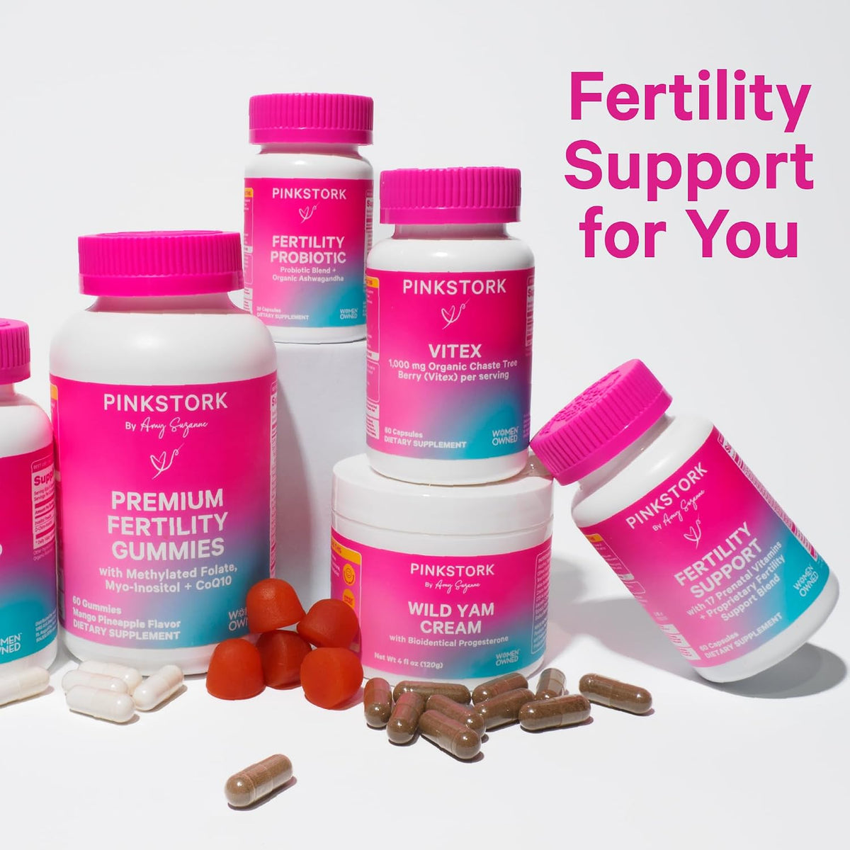 Pink Stork Fertility Support Probiotics for Women with Ashwagandha for Vaginal Health, Conception, pH Balance, Hormone Balance, and Gut Flora, Fertility Supplements for Women, 30 Capsules
