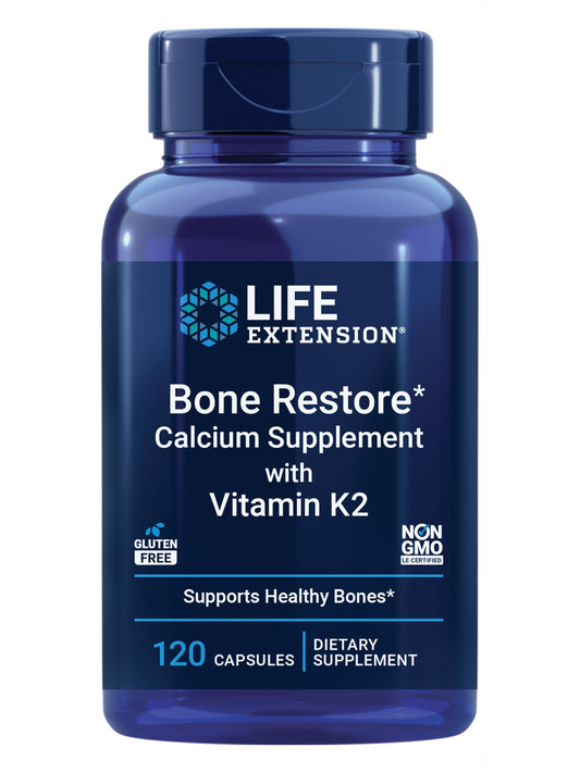 Life Extension Bone Restore with Vitamin K2 – Bone Health Supplement for Strong Bones – 3 Types of Absorbable Calcium, Vitamins D3 and K2, Minerals