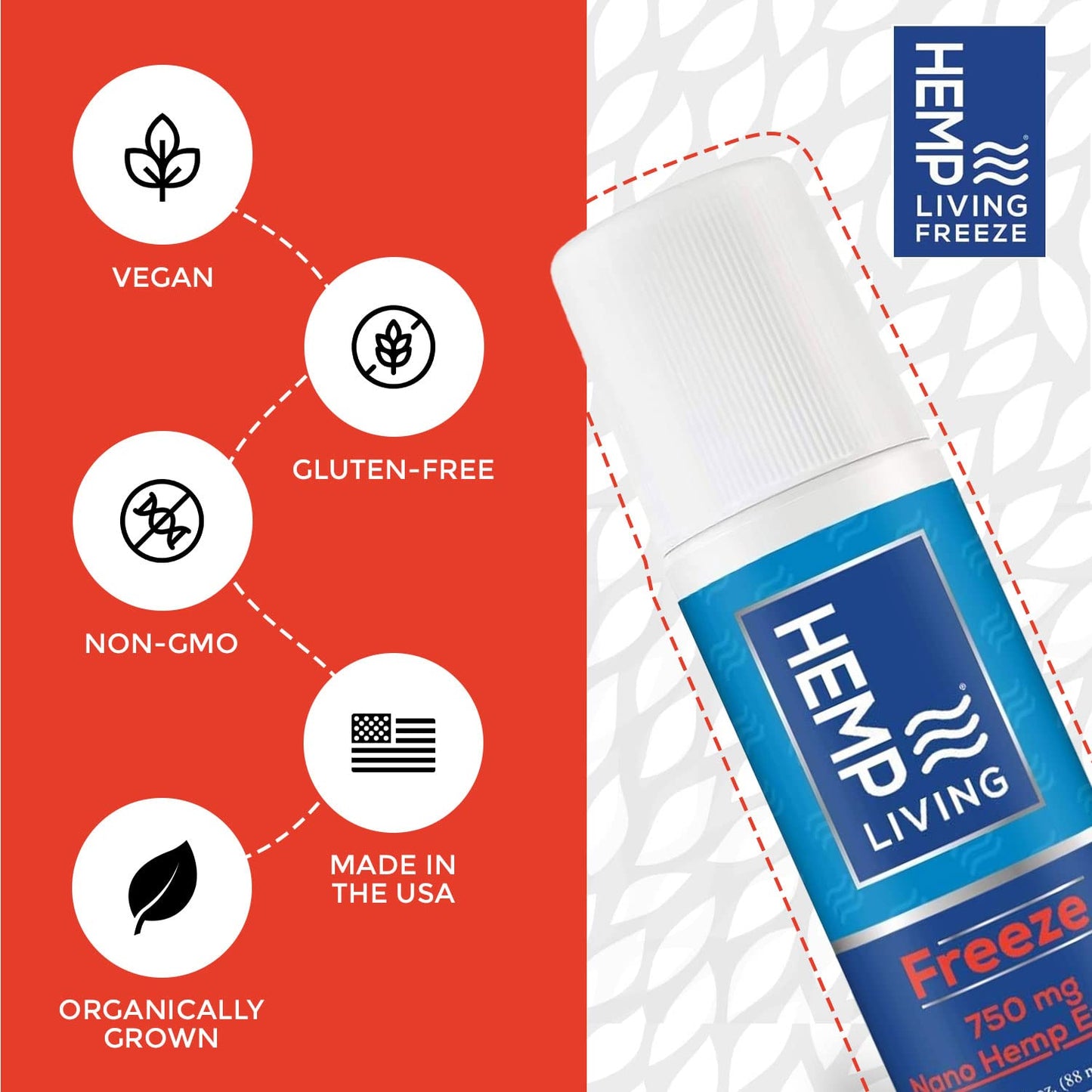 HEMP LIVING Freeze Nano Hemp Extract Roll On, Cold Therapy, Roll On for Muscles and Joint Strain, 3 oz Roll on Bottle (750 mg) HEMP LIVINGBuy Supplements Australia