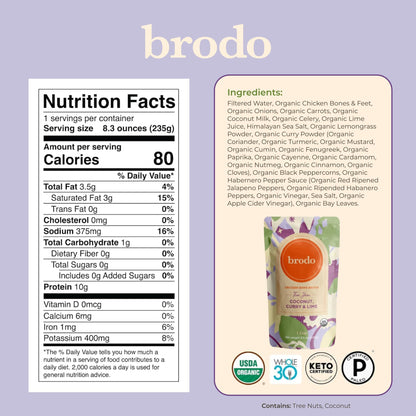 Brodo Ready to Drink Organic Chicken Collagen Rich Bone Broth (6 X 8 oz) | Organic Bone Broth with Collagen, Protein Soup & Sipping Broth for Healthy Meal Prep, Soups and Bone Broth Packets