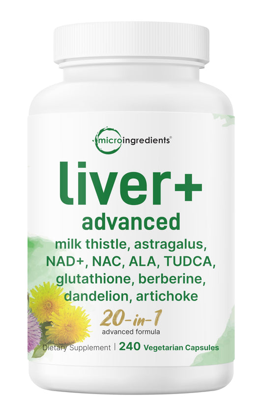 Liver Advanced+, 240 Veggie Capsules | 20-in-1 Complex with Milk Thistle, Dandelion, NAD, NAC, ALA, TUDCA, Glutathione, Artichoke, Turmeric,