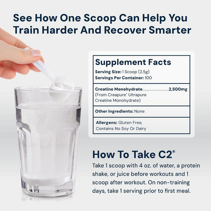 HPN C2 Creapure Creatine for Strength & Recovery, 100 Servings | Ultra-pure Creapure creatine supports strength, performance and recovery; vegan, non-GMO and independently tested.