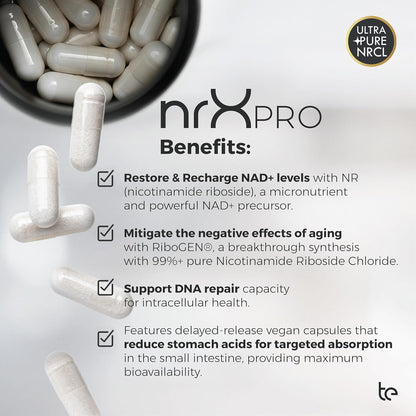 te Low Energy & Aging Support – nrXPRO NAD+ Supplement for Healthy Aging & Cellular Energy | Supports NAD Production & Mitochondrial Function