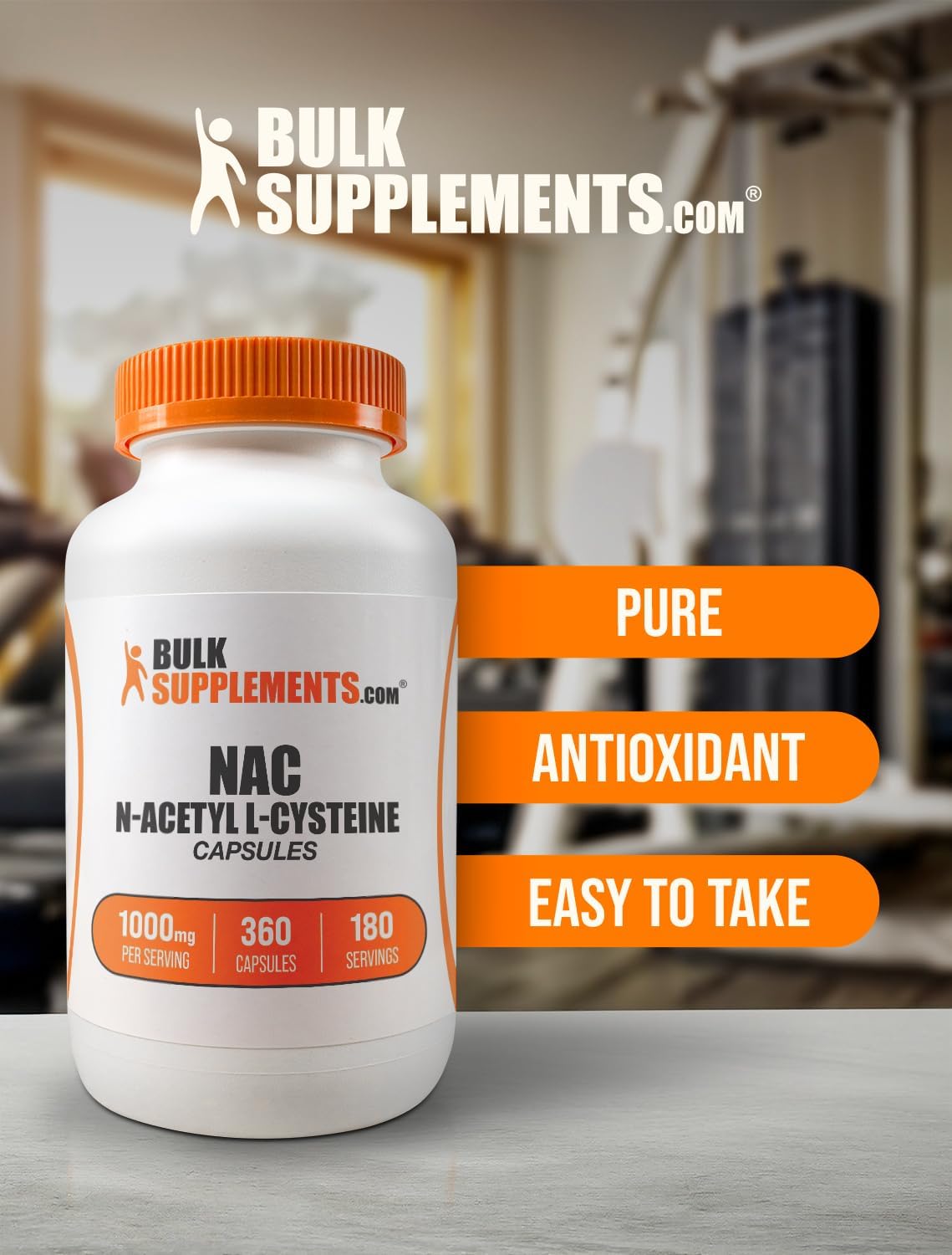 BulkSupplements.com NAC 1000 mg Capsules - N-Acetyle Cysteine 1000mg, NAC Supplement, NAC1000mg - NAC Capsules, Gluten Free - 2 Capsules per Serving, 180-Day Supply, 360 Capsules