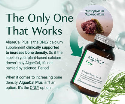 ALGAECAL Organic Red Algae Calcium Supplement for Bone Density, Vitamin K2 MK7 (100mg), Vitamin D3 (1600 IU), Magnesium (350mg) & Trace Minerals & Strength, Easy to Swallow, 120 Veggie Caps ALGAECALBuy Supplements Australia