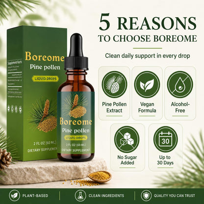 Pine Pollen Tincture | Pine Pollen Powder Liquid Drops for Men & Women - Vegan, Sugar & Alcohol-Free Supplement - 2 fl oz
