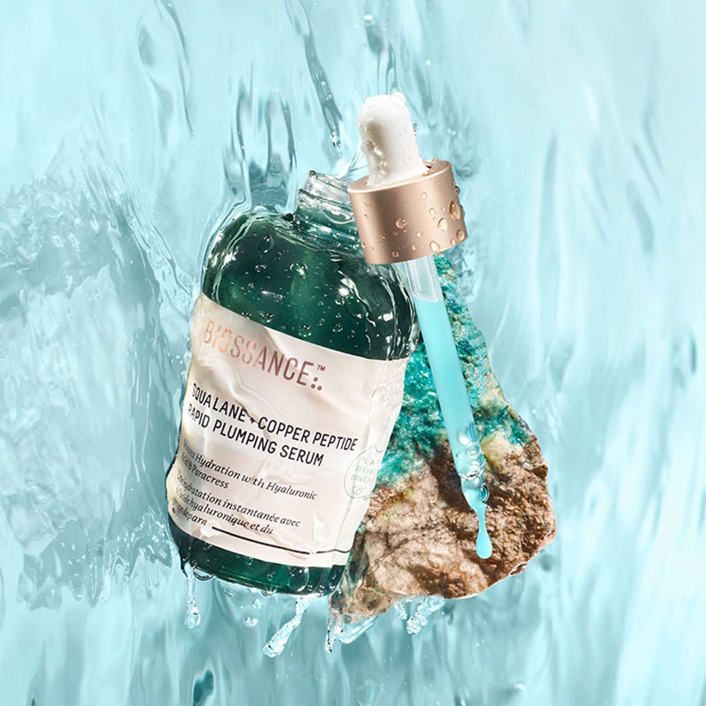 Biossance Squalane + Copper Peptide Rapid Plumping Serum - Face Serum for All Skin Types - Visibly Plumping + Firming Skin, Fine Lines + Wrinkles,