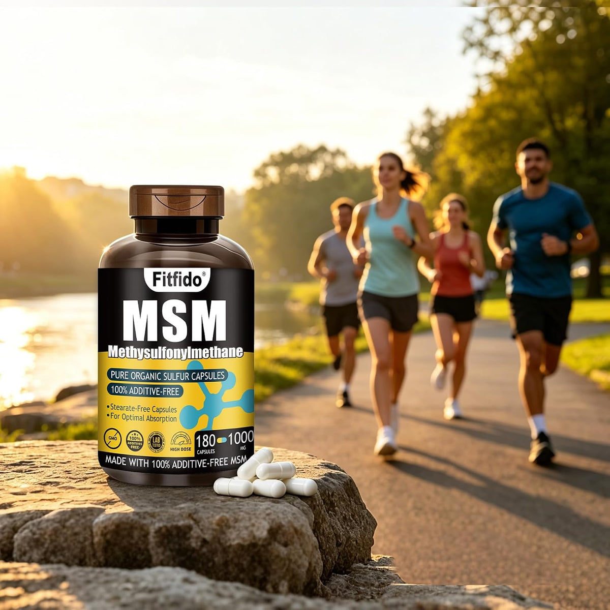 MSM Capsules 1000mg, 99.9% Pure Organic Sulfur, 180 Count