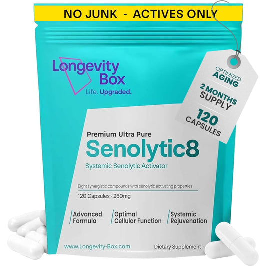 Senolytic Anti-Aging Supplement | Fisetin, Quercetin,NAC, Gamma Tocotrienols | 8-in-1 Cellular Regeneration & Longevity Formula | Boost Energy, Mental Clarity & Healthspan | 120 Vegan Capsules Longevity BoxBuy Supplements Australia