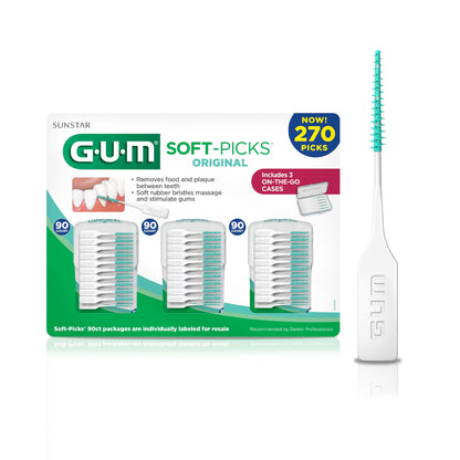 GUM Soft-Picks Original – Easy-to-Use Interdental Picks for Plaque Removal & Gum Health with Convenient Carry Case
