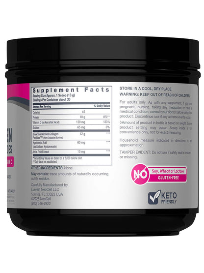 NeoCell Super Collagen Peptides | 13.7 oz | Grassfed Bovine | With Hyaluronic Acid and Vitamin C | Non-GMO, Gluten & Soy Free Supplement