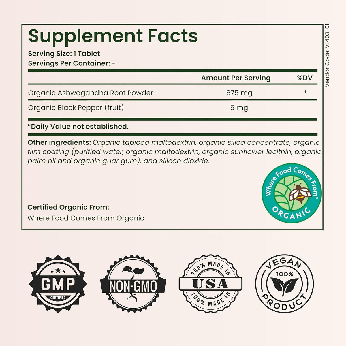Ashwagandha 675mg - Organic Ashwagandha Supplement for Men & Women - Non-GMO Premium Adaptogen Herbal Supplement for Stress Management Support Restful Sleep Daily Energy & Focus Wellness Tablets