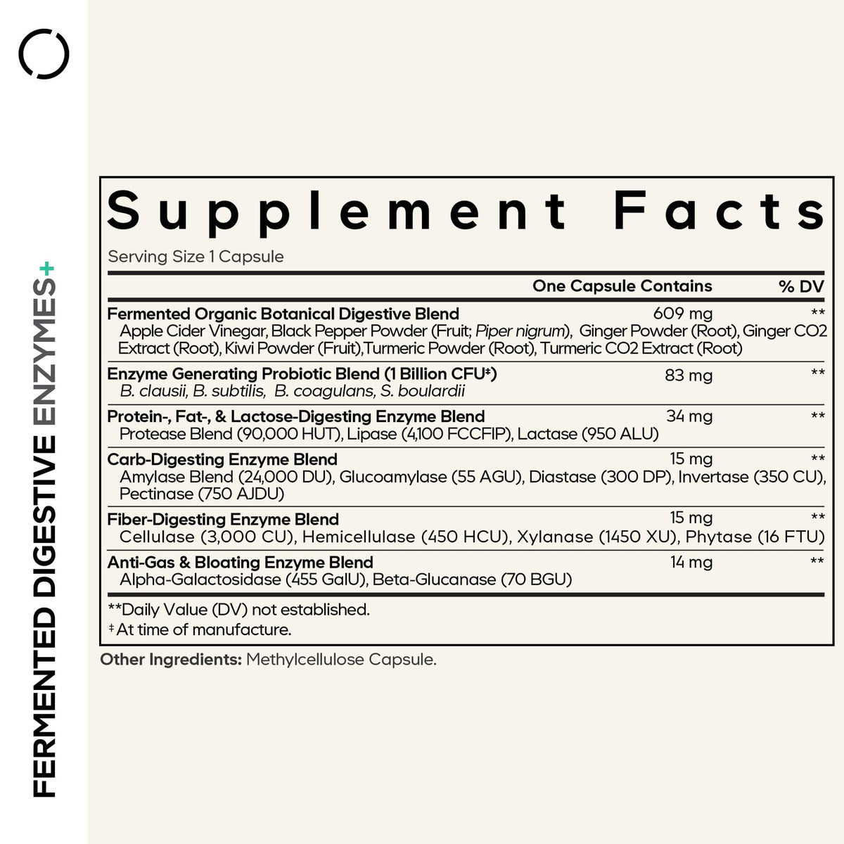 Codeage Fermented Digestive Enzymes Supplement 3-Month Supply - 14 Digestive Enzymes, Probiotics, Prebiotics, Fermented Botanicals, Plant-Based Multi Pancreatic Enzymes - 1 Capsule a Day - 90 Capsules