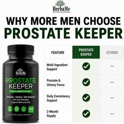 HerbaMe Prostate Support Supplement for Men with Saw Palmetto, Pygeum Bark & Zinc – Supports Healthy Urinary Flow, Bladder Comfort & Prostate Function, Daily Men’s Wellness Formula, 120 Capsules