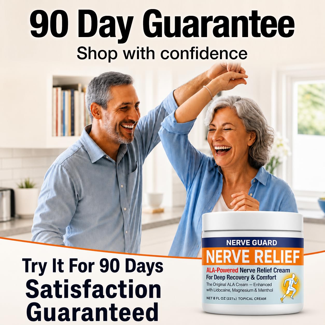 Neuropathy Cream – XL 8 oz – Maximum Strength Nerve Relief Cream for Feet Hands Legs Toes & Back – Fast Acting Relief with Menthol, Magnesium, ALA, Arnica –