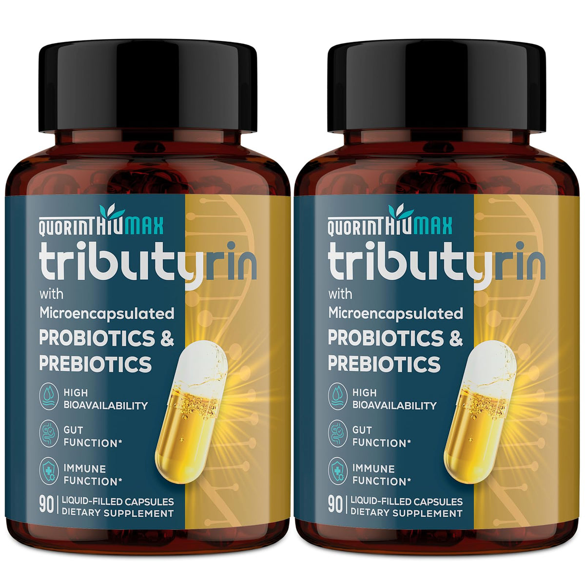 Tributyrin Supplement for Gut & Immune 800mg | High Bioavailability with Microencapsulated Probiotics & Prebiotics - Advanced Liquid-Filled Tributyrin Complex, Gluten Free, 90 Capsules