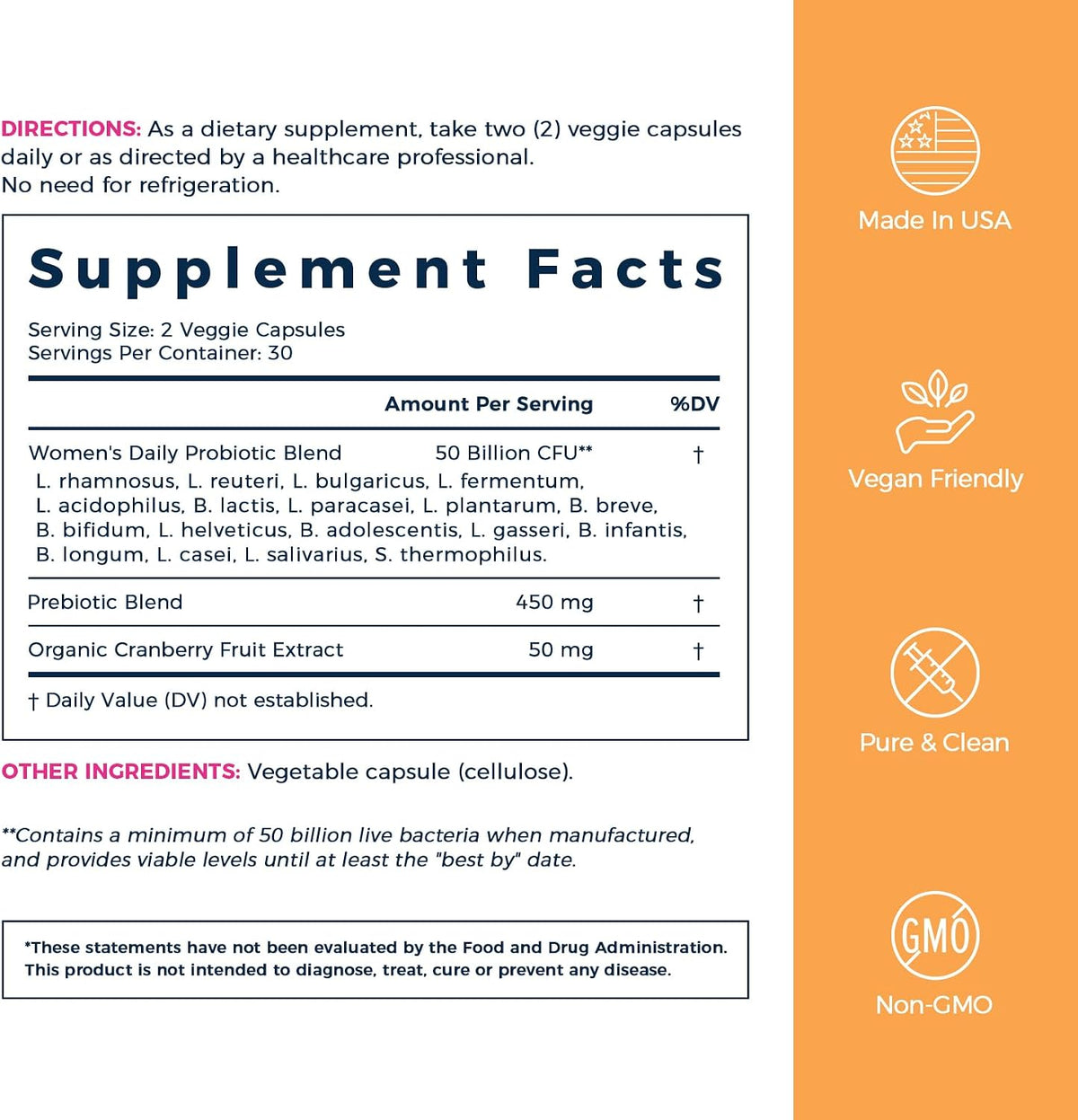 NewRhythm Women's Probiotics, Organic Cranberry, 50 Billion CFU 18 Strains, Probiotics with Prebiotics, Support Digestive Health, No Refrigeration Needed, Non-GMO, No Soy, 60 Vegan Capsules, No Dairy