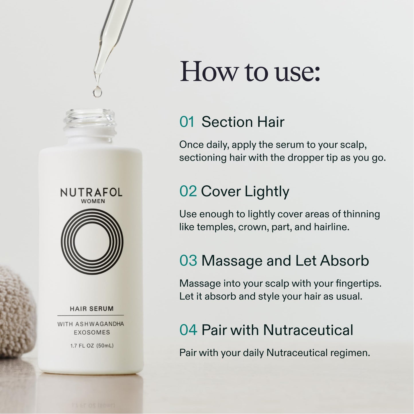Nutrafol Women's Hair Serum, Supports Visibly Thicker and Stronger Hair, Vegan, Lightweight and Fast-Absorbing - 1.7 Fl Oz, 1 Bottle NutrafolBuy Supplements Australia