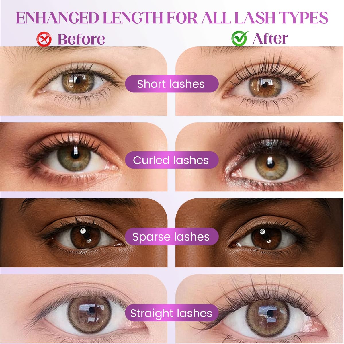 Washable Black Metal Wand Mascara, Waterproof Fiber Iron Mascara Tubing for for Volume & Length, 5D Curling Eyelash Quick-Dry, Long-lasting, Smudge Proof & No Flaking (Black)