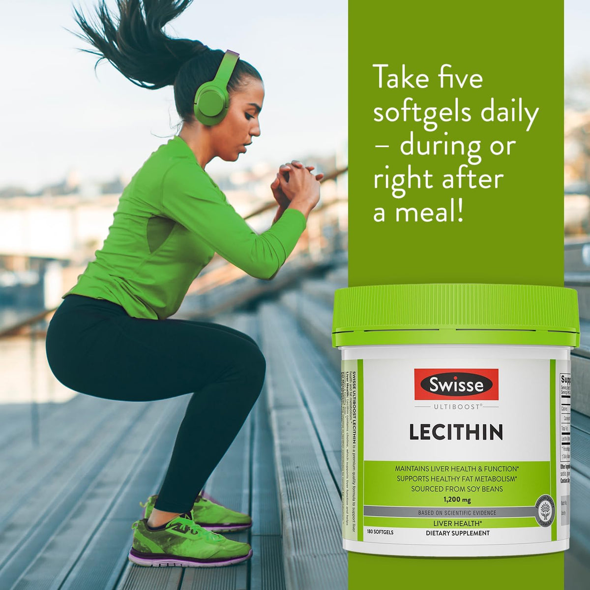 Swisse Soy Lecithin 1200mg Softgels Capsules | Maintains Liver Health and Function * | Supports Fat Metabolism * | Choline Lecithin Supplement 1200 mg | 180 Softgels