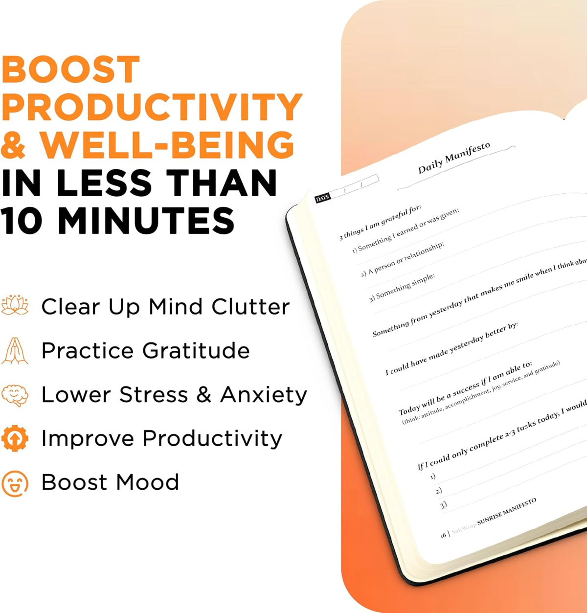Health Planner Bundle - Fitness Planner & Sunrise Journal Set | Pairs a 5-Minute Gratitude Practice with a Spiral-Bound Workout and Food Log, Ideal Wellness Gift for Men and Women