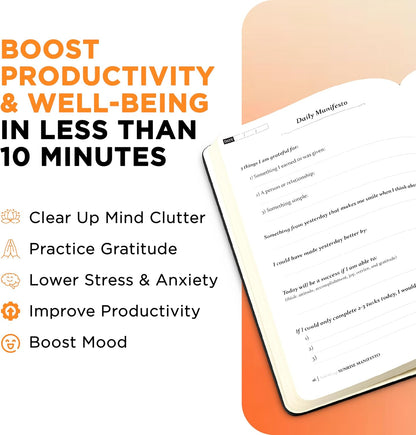 Health Planner Bundle - Fitness Planner & Sunrise Journal Set | Pairs a 5-Minute Gratitude Practice with a Spiral-Bound Workout and Food Log, Ideal Wellness Gift for Men and Women
