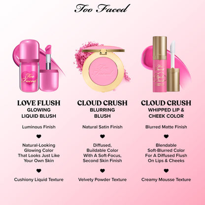Too Faced Cloud Crush Blurring Blush | Velvety Powder Blush for Cheeks with High-Pigment Formula | 93% Naturally Derived Ingredients, Vegan & Cruelty-Free, Velvet Crush, 0.17 Ounce